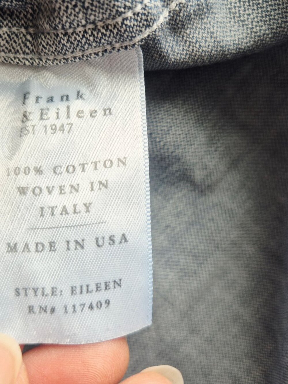 Frank & Eileen $288 Eileen Blue Denim Button-Up Shirt Distressed Vintage Wash - Picture 12 of 16